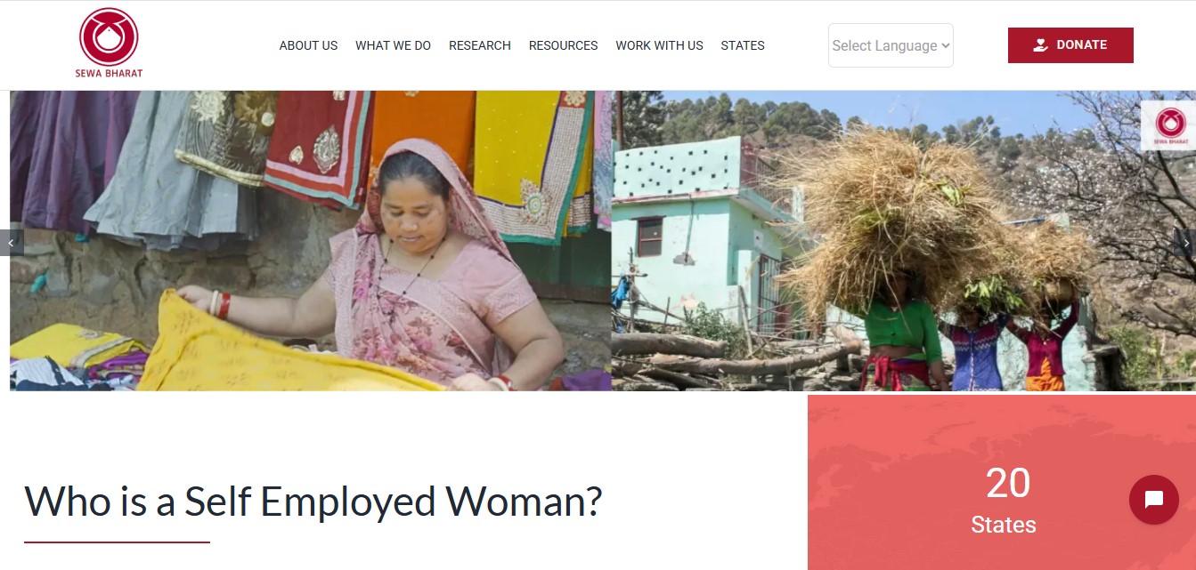 SEWA Bharat की आधिकारिक वेबसाइट