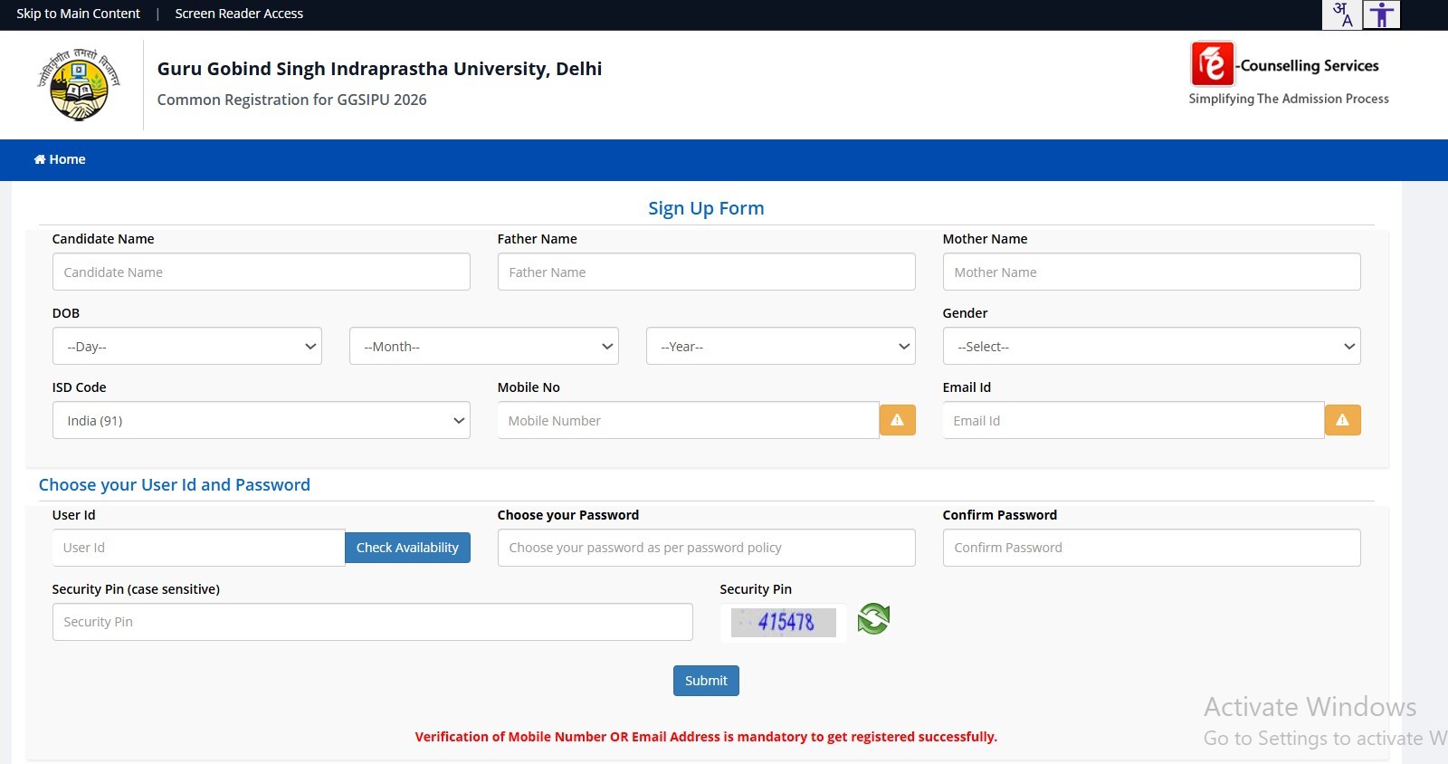 Sign Up Form भरें और जमा करें
