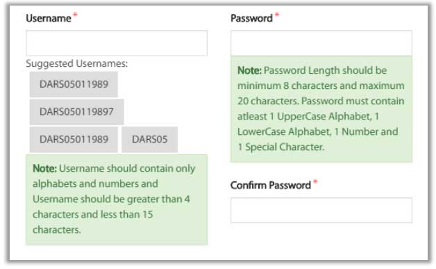 create username and password mahaDBT
