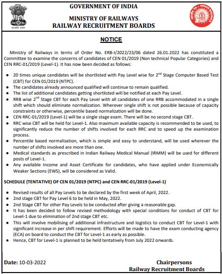 RRB notice