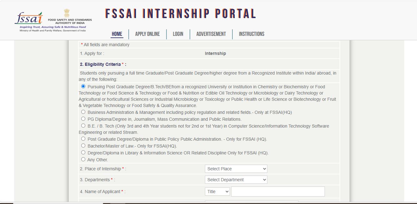 FSSAI apply online link